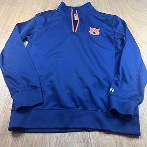Auburn Tigers Russell 1/4 Zip Pullover Mens M Blue Performance